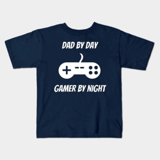 Dad By Day Gamer By Night Gift For Dad Birthday Kids T-Shirt